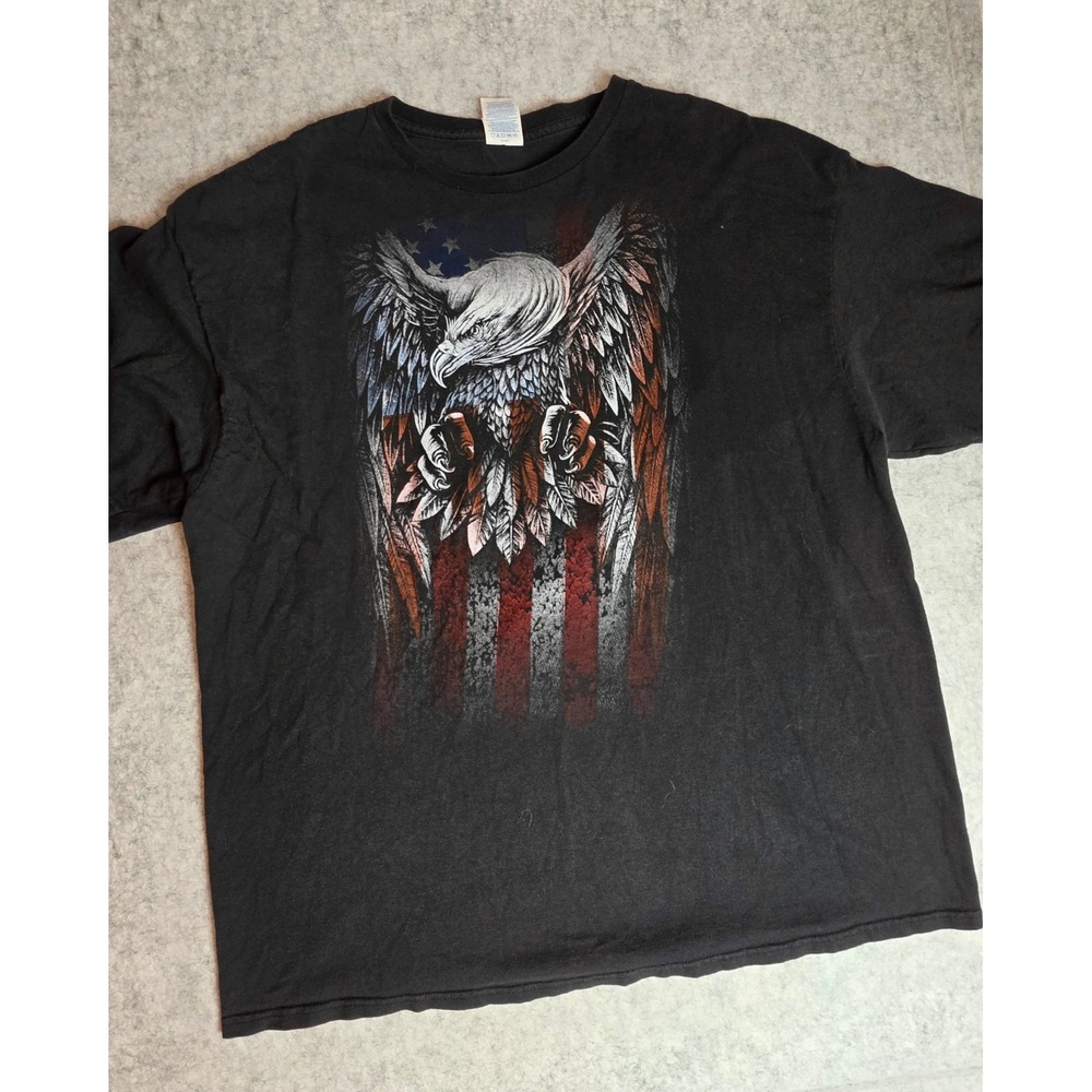 Delta Pro Weight Bald Eagle American Flag USA Graphic Tee Black 2XL